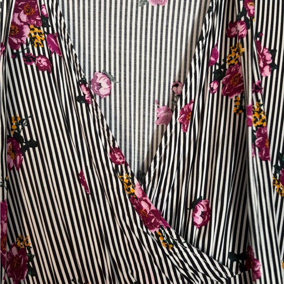 Torrid Black and White Striped Floral High Low Dress - Picture 3 of 7